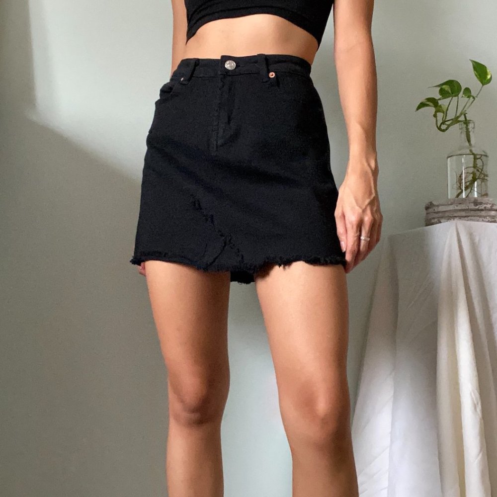 High Waisted Mini Denim Skirt